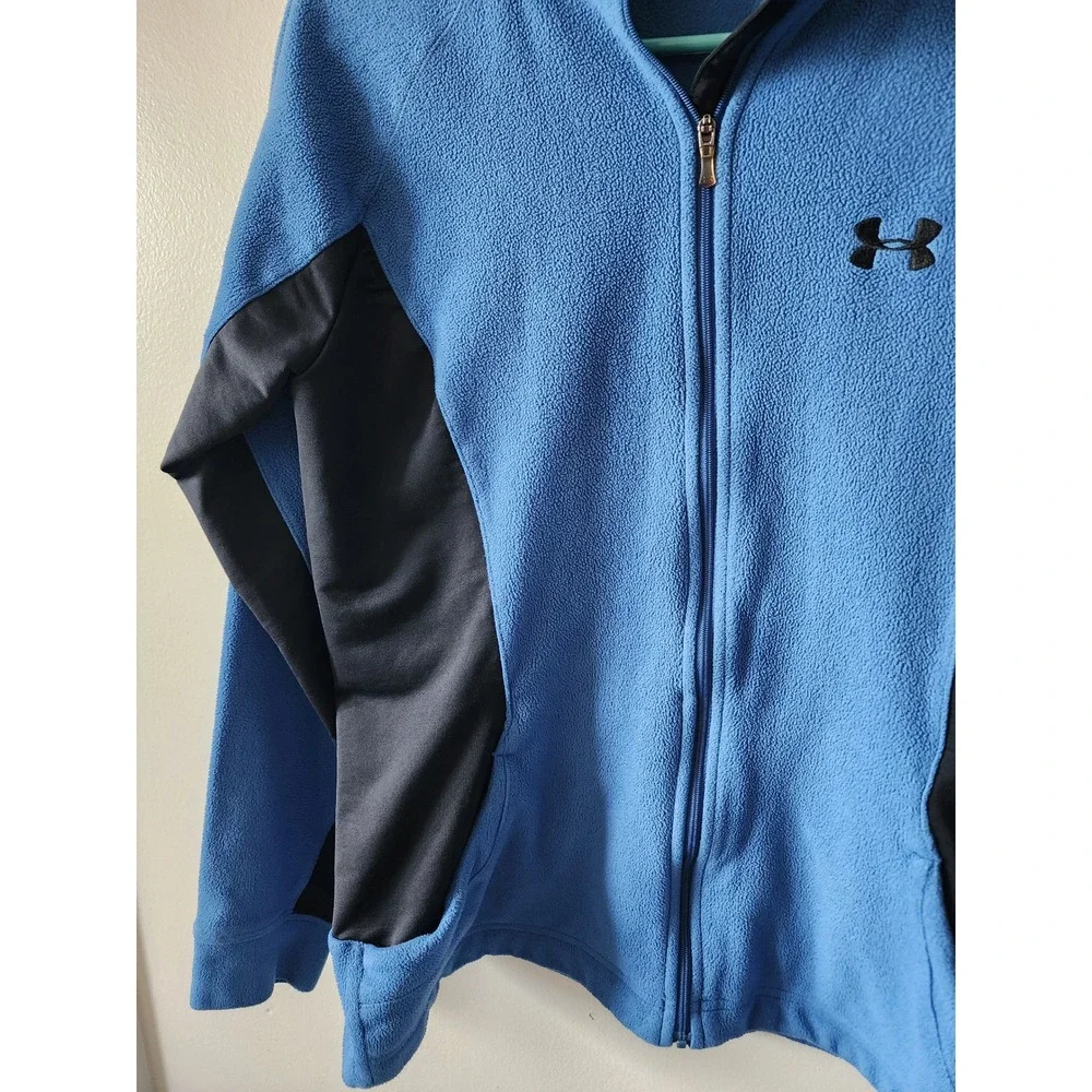 Under Armour Jacket Fleece Men's Size Medium Blue Black Full Zip Fleece Jacket